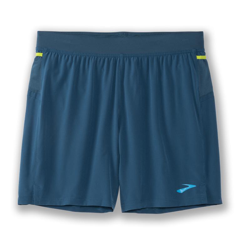 Brooks Men's Sherpa 7 2-in-1 Running Shorts - Alpine/SteelBlue/Bright Moss (WMCT79285)